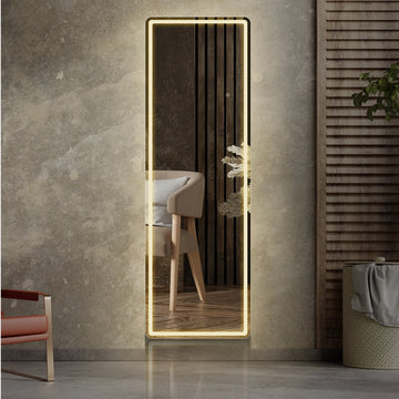 Full Length Led Lights Stand Aluminum Alloy Frame Mirror