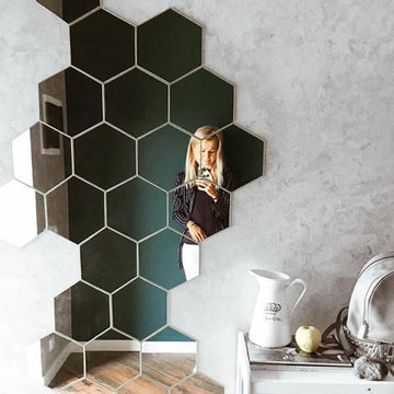 3D Hexagon Mirror Wall Sticker Rose Gold DIY