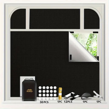 Removable Travel Blocking Darkest Window Film Cloth Black