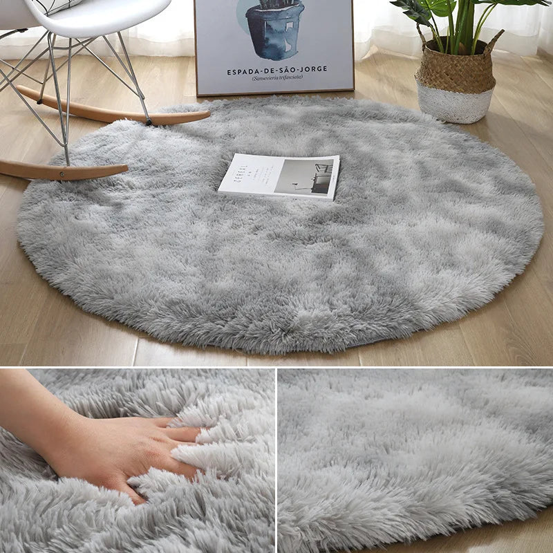 Super Soft Plush Round Rug Mat Fluffy White Carpets